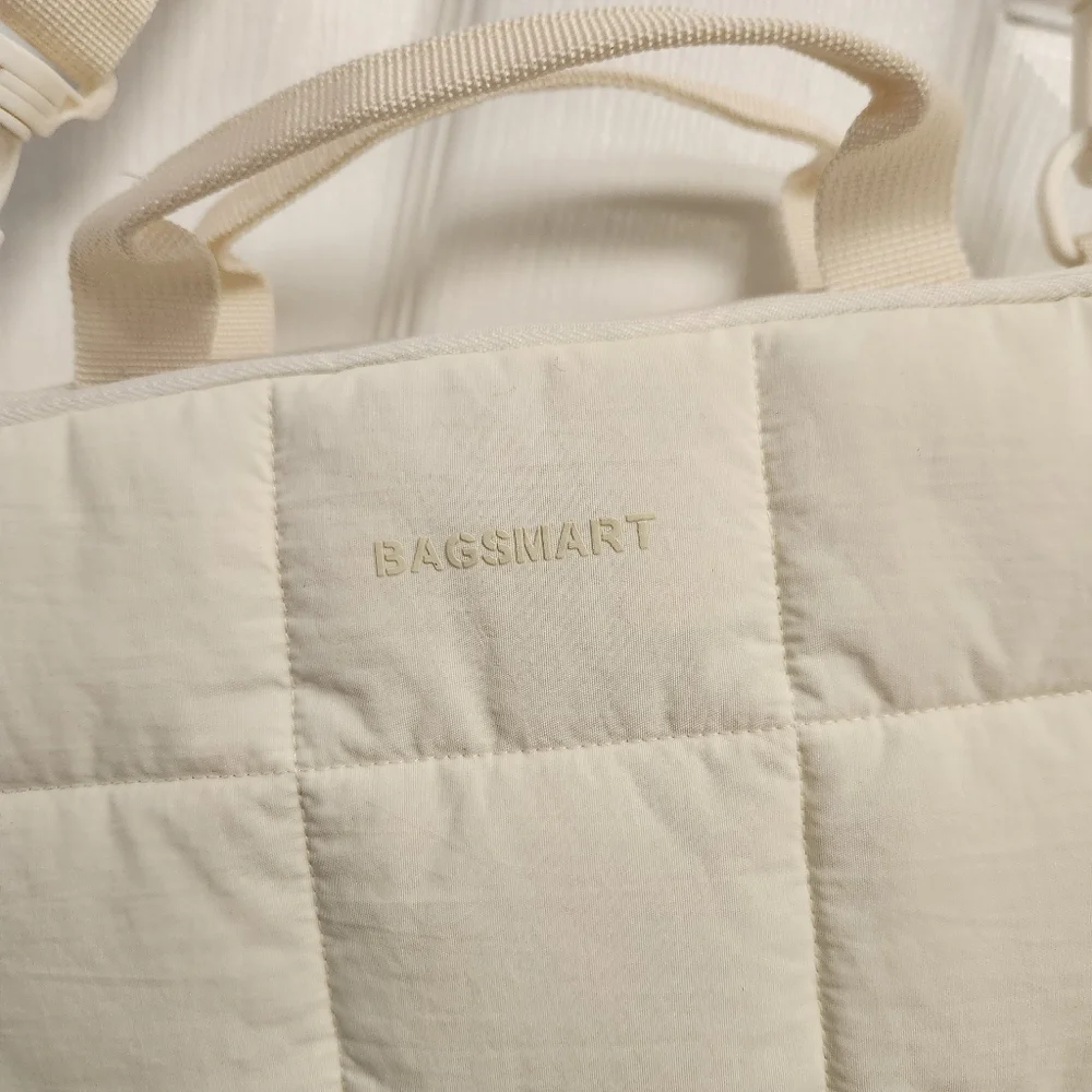 Cream Quilted Laptop Bag